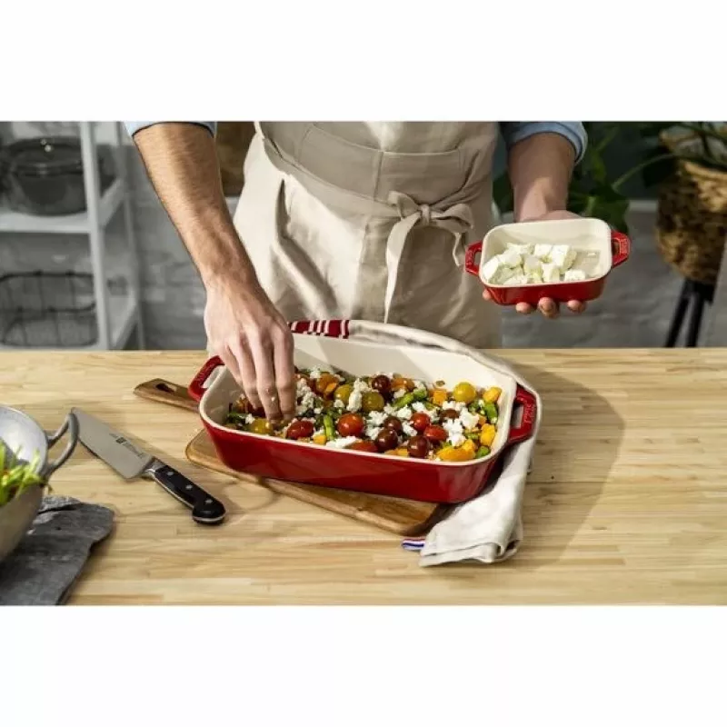 ZWILLING bakset keramiek rechthoekig 3 stuks, rood, max. 300°C