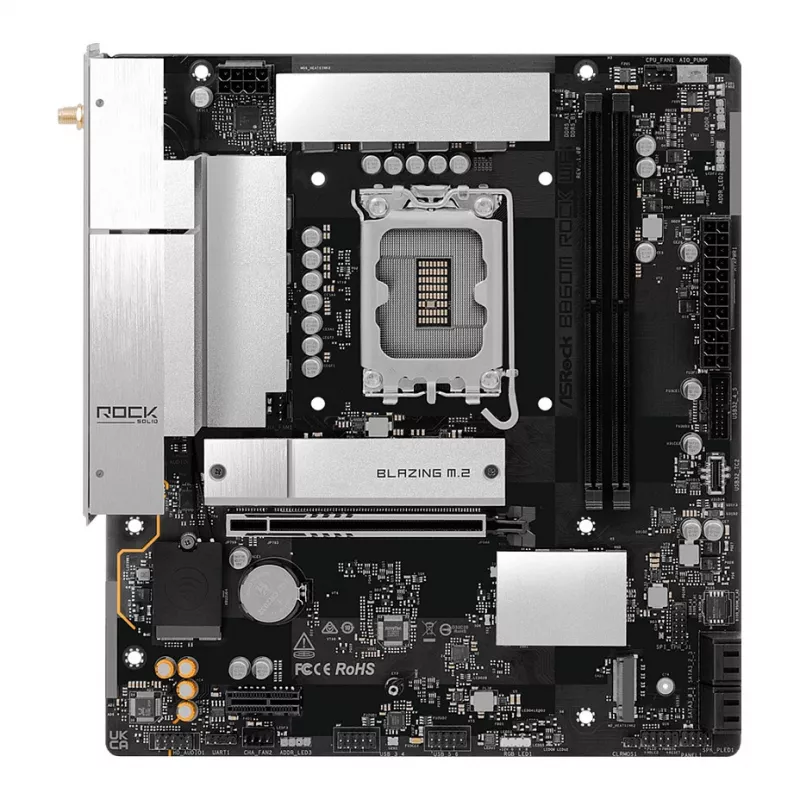 Moederbord ASRock B860M Rock WiFi (mATX, Intel LGA 1851, DDR5, HDMI, DisplayPort)