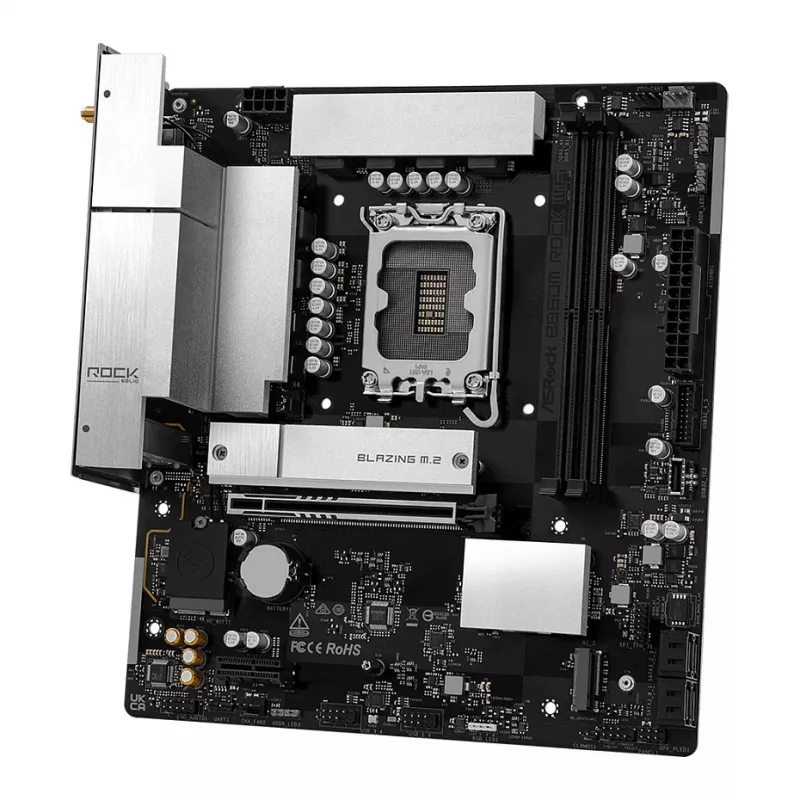 Moederbord ASRock B860M Rock WiFi (mATX, Intel LGA 1851, DDR5, HDMI, DisplayPort)