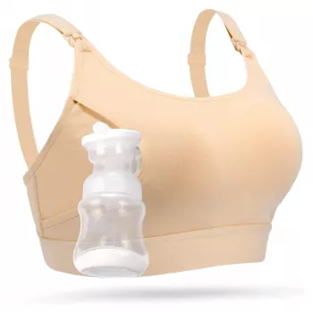 Handsfree voedings-BH Momcozy YN08 (XXL) – beige, maat XXL, compatibel met Momcozy-pompen