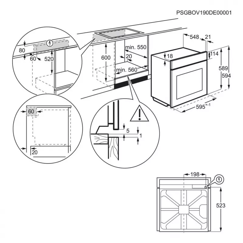 Inbouw-elektrische oven AEG Serie 5000 OU5AB20SM – 72 l, A+, RVS/zwart, touch- en draaiknoppen