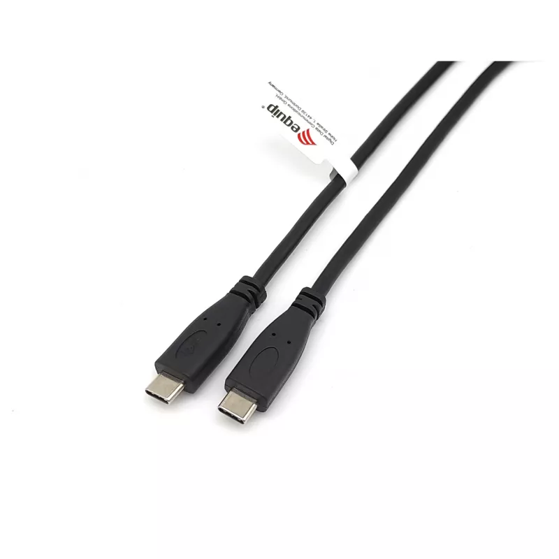 USB-C-naar-USB-C-kabel 2.0 EQUIP 128833, 0,5 m, PD 60 W, 0,48 Gbit/s, vernikkelde contacten, zwart