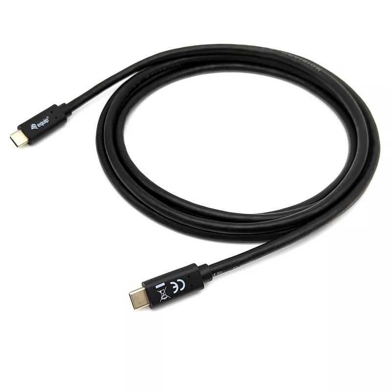 USB-C-naar-USB-C-kabel EQUIP 128348, USB 3.2 Gen 1 (5 Gbit/s), PD 60 W, 0,5 m, zwart