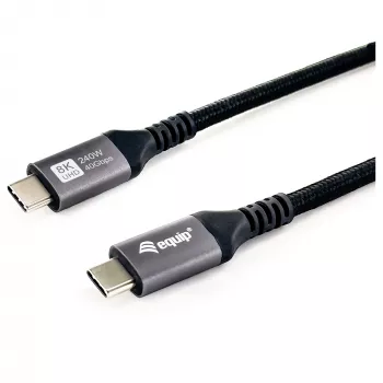 USB4 Gen3x2 C–C-kabel EQUIP 128380, 0.5 m, PD 3.1 240W, 40 Gbps, 8K/60Hz, zwart