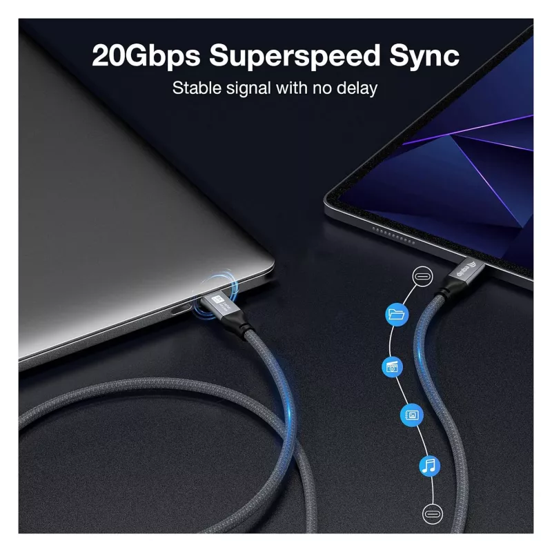 USB4 Gen3x2 C–C-kabel EQUIP 128380, 0.5 m, PD 3.1 240W, 40 Gbps, 8K/60Hz, zwart