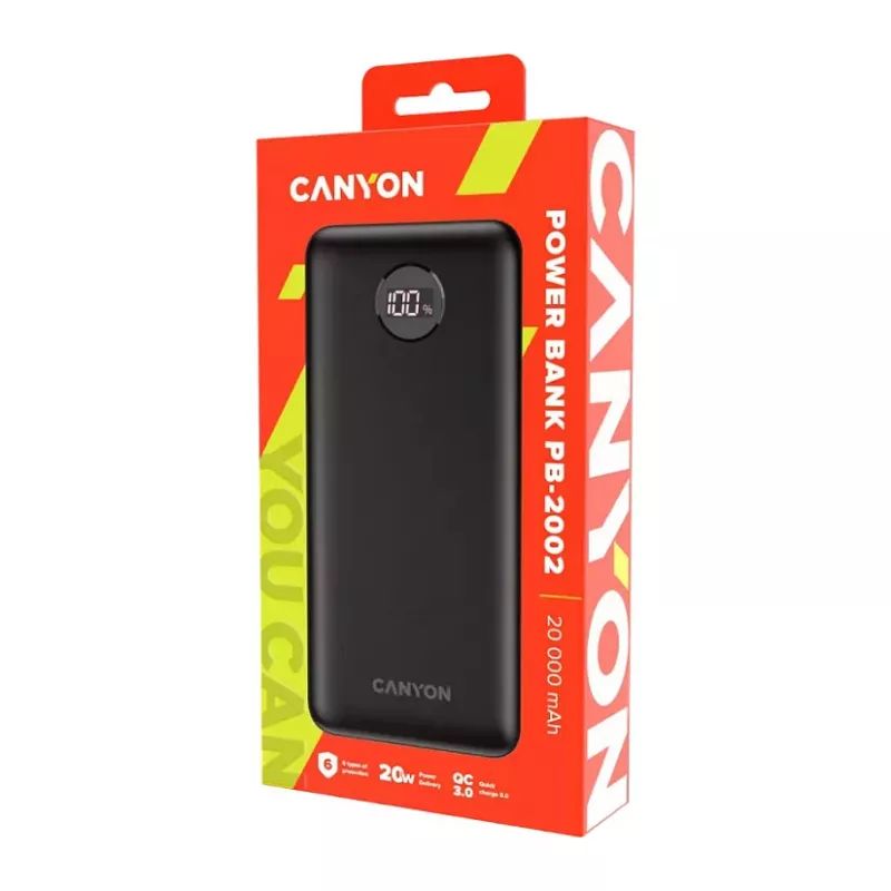 Canyon PB-2002 powerbank 20.000 mAh PD20W zwart