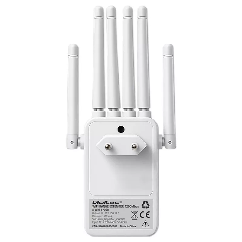 Wi‑Fi‑signaalversterker QOLTEC AC1200 – QOLTEC AC1200 dualband‑signaalversterker