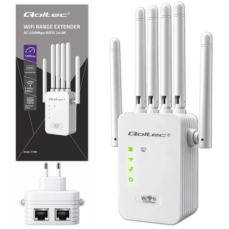 Wi‑Fi‑signaalversterker QOLTEC AC1200 – QOLTEC AC1200 dualband‑signaalversterker