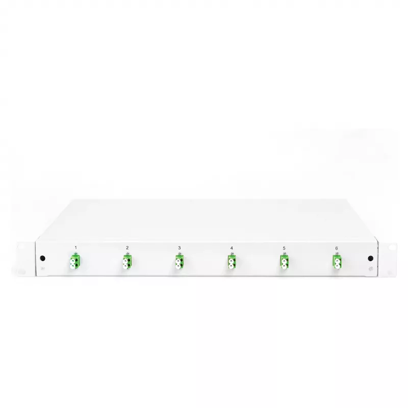 Glasvezel-lasbox DIGITUS DN-96330/9APC 1U, bezet met 6x LC-APC DX, OS2, polymeer/staal, lichtgrijs