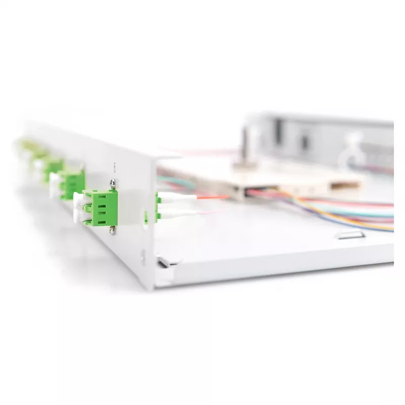 Glasvezel-lasbox DIGITUS DN-96330/9APC 1U, bezet met 6x LC-APC DX, OS2, polymeer/staal, lichtgrijs