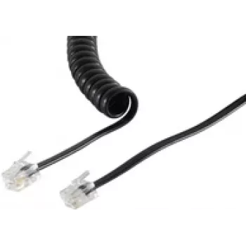 ShiverPeaks S-Impuls 70133-KOMSA Spiraalkabel voor telefoonhoorn RJ10 naar RJ10, 2 m, zwart
