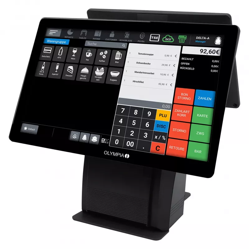 All-in-one Olympia T215K 15 inch (38,1 cm) touchscreen, Android 11, thermische directe printer (8 cm), zwart
