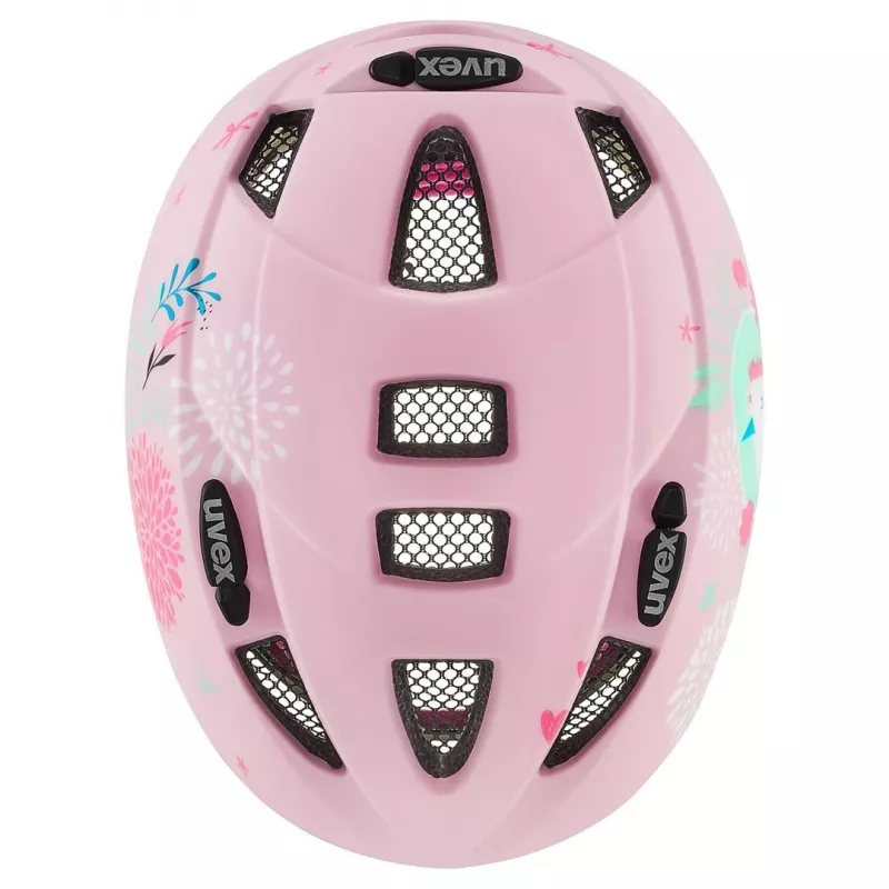 Beschermende kinderhelm UVEX kid 2 cc meerkleurig roze, harde schaal, matte afwerking