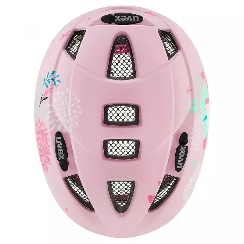 Beschermende kinderhelm UVEX kid 2 cc meerkleurig roze, harde schaal, matte afwerking