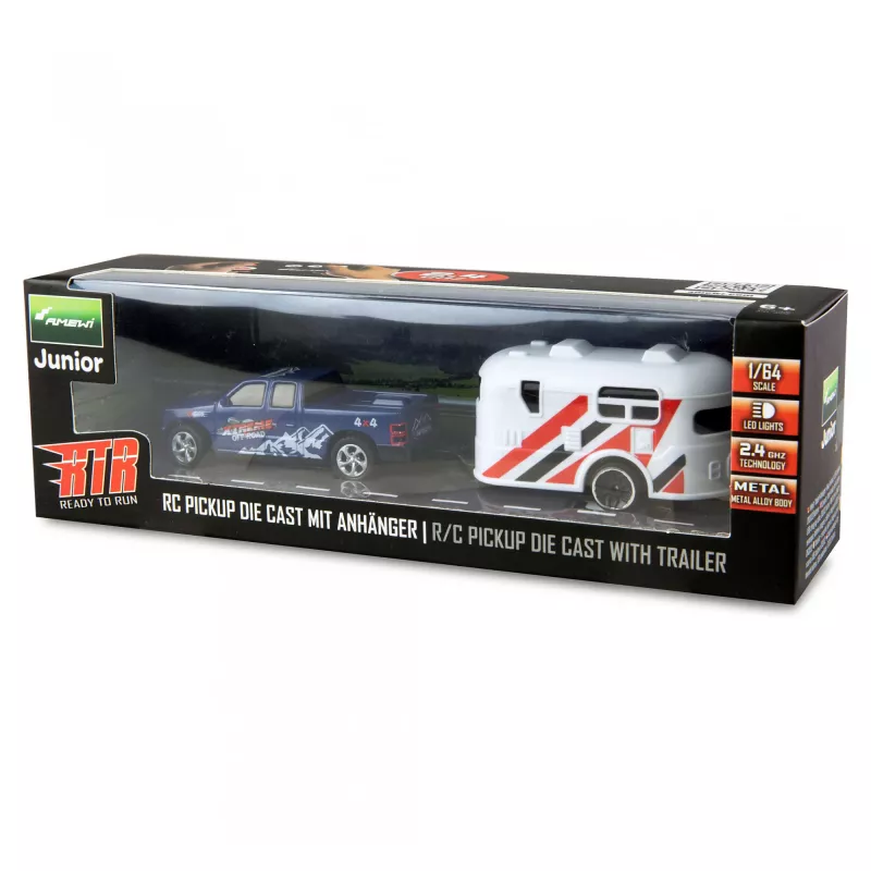 RC-pickup Amewi 22680 1:64 RTR met aanhanger, blauw