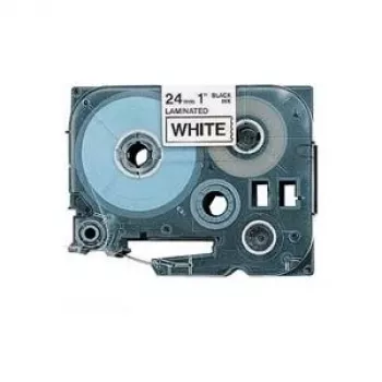 Brother TZS251 lint met sterke lijm, glanzend (TZ), zwart op wit, 24 mm x 8 m, blauwe cassette