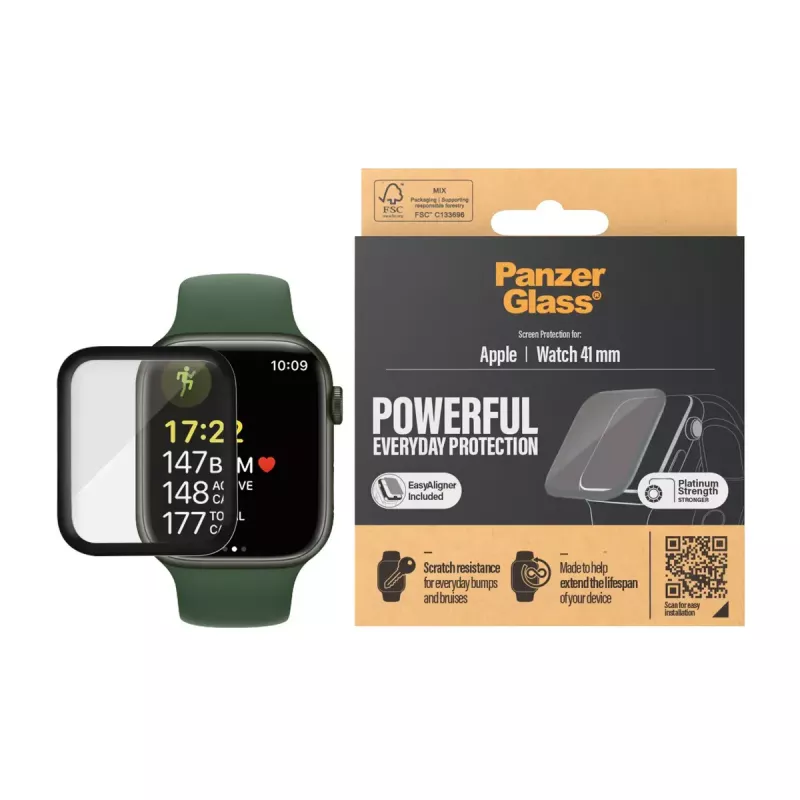 Displayschermbescherming PanzerGlass Apple Watch Series 8 7 41mm transparant
