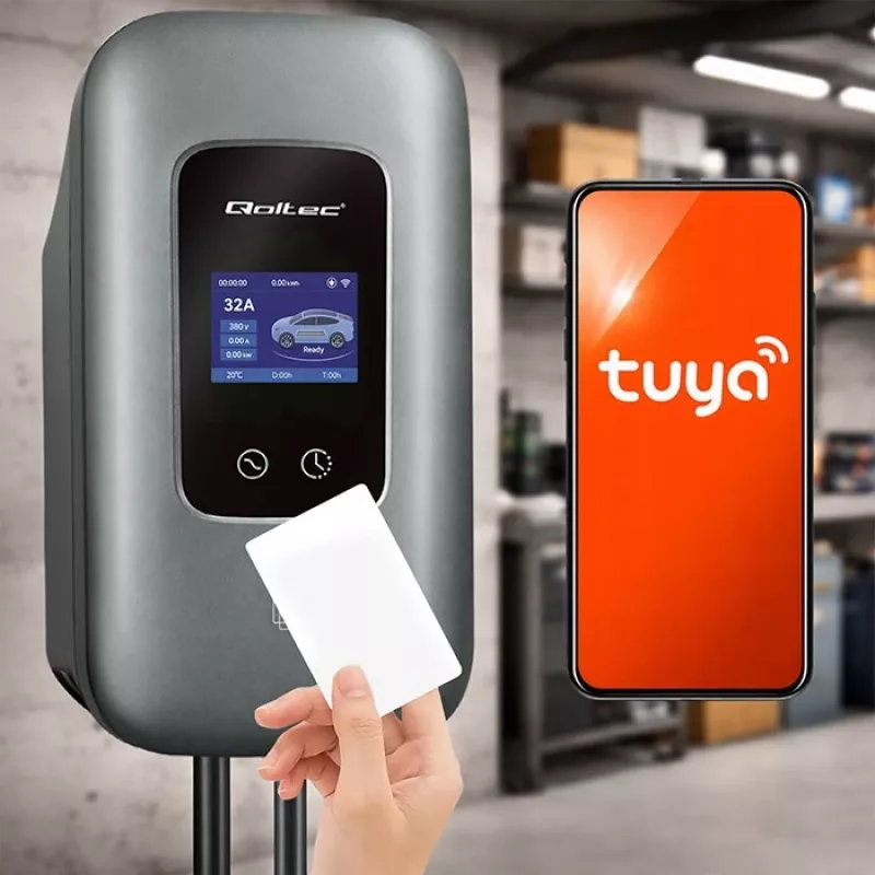 EV-laadstation QOLTEC 3-fase 22 kW 32 A met wlan (model 52723)