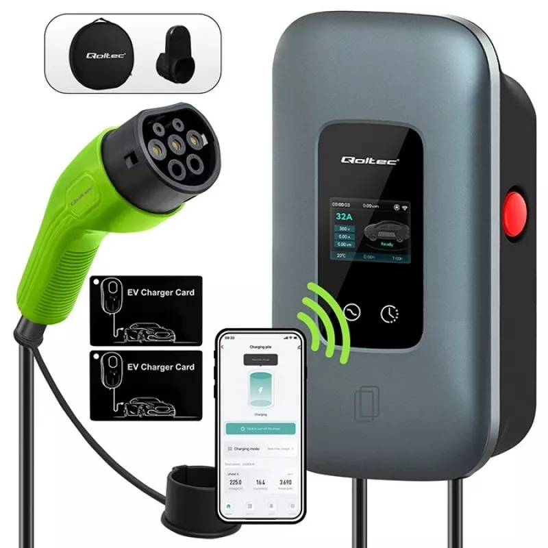 EV-laadstation QOLTEC 3-fase 22 kW 32 A met wlan (model 52723)
