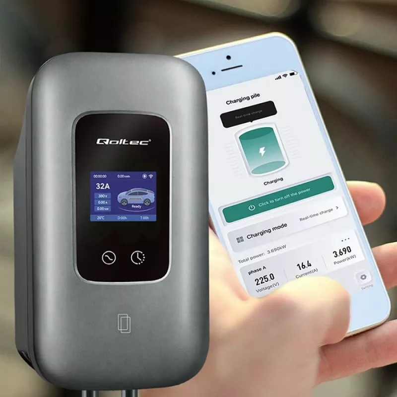EV-laadstation QOLTEC 3-fase 22 kW 32 A met wlan (model 52723)