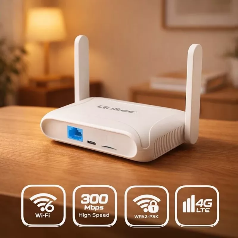Router QOLTEC 56980 – 4G LTE mobiele router met Wi‑Fi 6