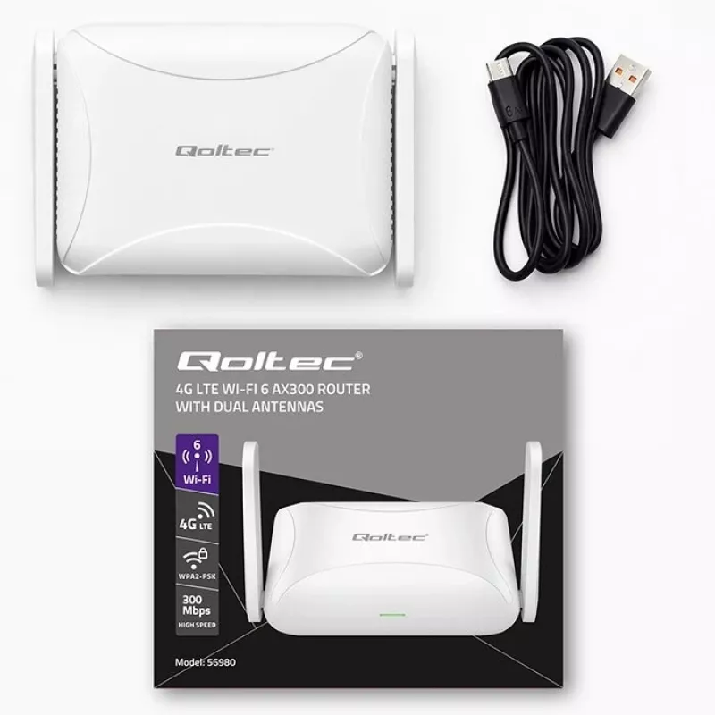 Router QOLTEC 56980 – 4G LTE mobiele router met Wi‑Fi 6