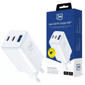 3MK Charger Hyper GaN 65W QC4+ — USB GaN 65W snellader met QC4+-ondersteuning