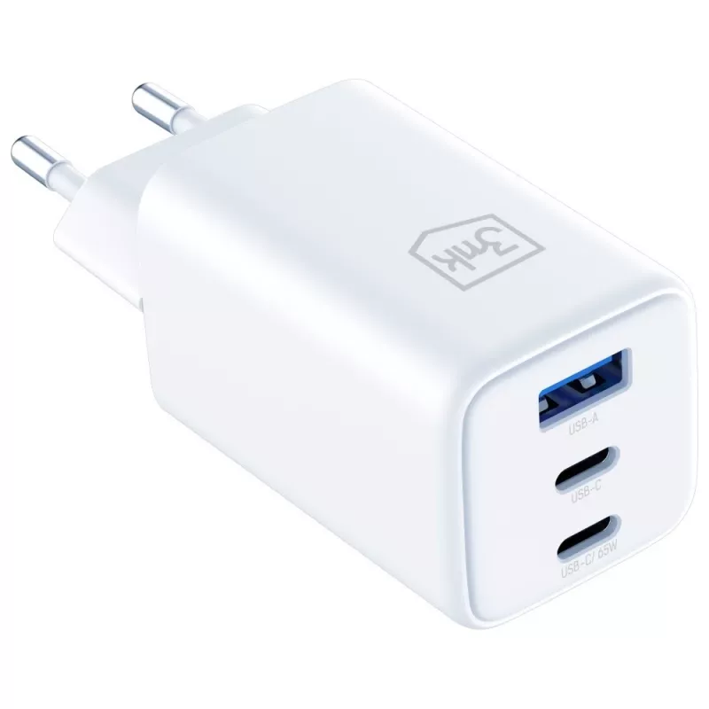 3MK Charger Hyper GaN 65W QC4+ — USB GaN 65W snellader met QC4+-ondersteuning
