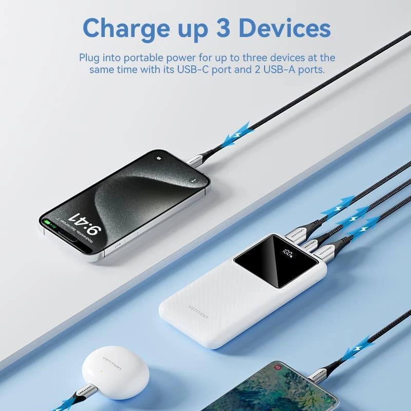 Powerbank USB 10000MAH 22.5W/ZWART FHKB0 Vention