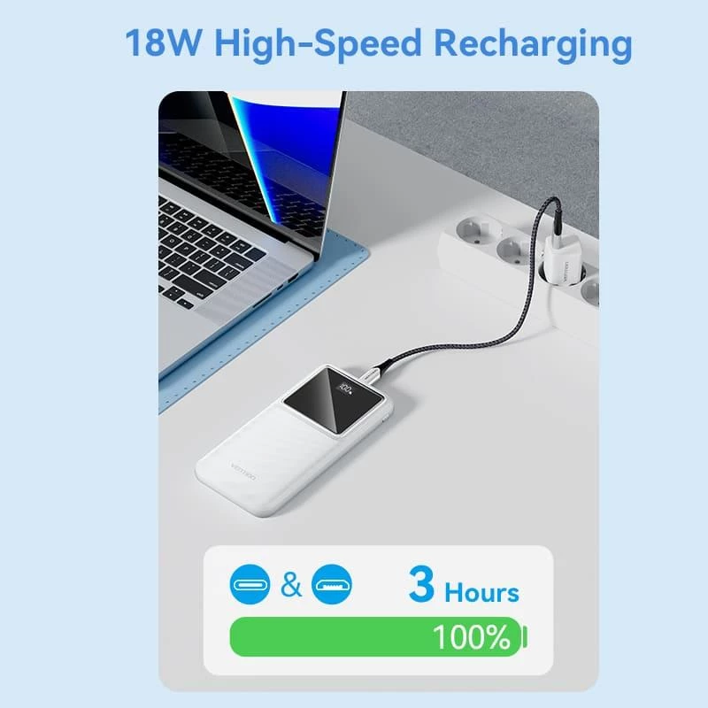 Powerbank USB 10000MAH 22.5W/ZWART FHKB0 Vention