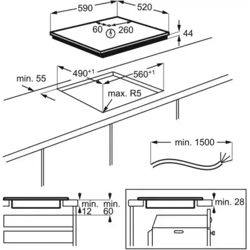 Ingebouwde inductiekookplaat Electrolux EIT61443B, 4 zones, touchbediening