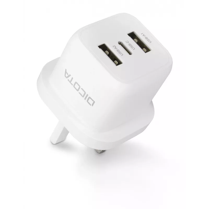 Dicota voeding - compact, laptop - 32 watt - 3 A - 3 uitgangspoorten (USB-C, 2 x USB)