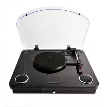 Riemgedreven audioplatenspeler Energy Sistem BlackSpin zwart transparant 33 45 78 tpm