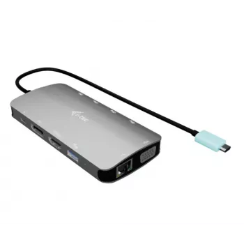 Dockingstation ITEC i-tec USB-C Metal Nano 3x display (DP, HDMI, VGA) met Power Delivery 100 W, 4x USB-A, Gigabit Ethernet