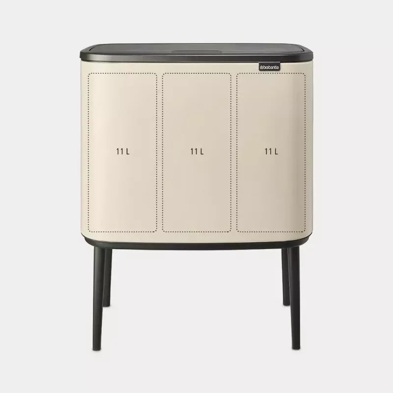 Brabantia Bo Touch Bin 33 L 3 vakken beige breedte 540 mm diepte 312 mm hoogte 680 mm