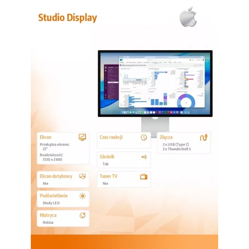 Apple Studio Display monitor (standaardglas) met kantel- en in hoogte verstelbare voet