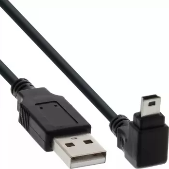 USB Type A stekker / mini-USB stekker 5 pin haaks 90° zwart 0,3m InLine 34203