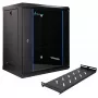 Extralink Lite 12U 530X400 wandmontage serverrack zwart met legbord