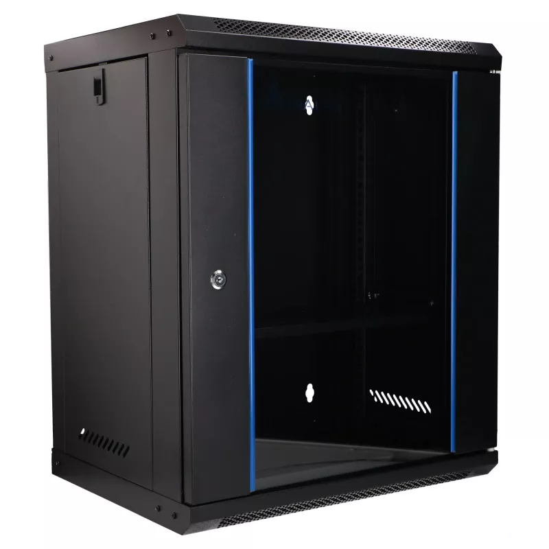 Extralink Lite 12U 530X400 wandmontage serverrack zwart met legbord