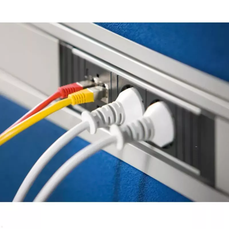 Stekkerdoos Bachmann STEP ALU 1x USB 1x custom-module 2x stopcontact
