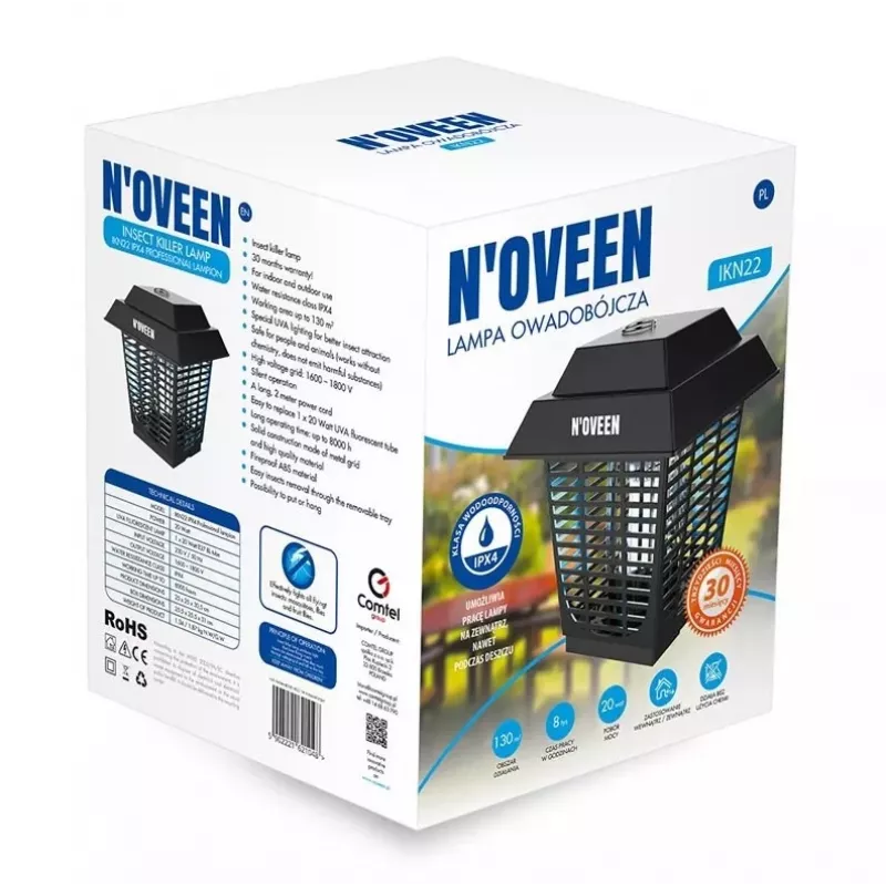 N'oveen IKN22 IPX4 Professionele lampion-insectenlamp, UV-A