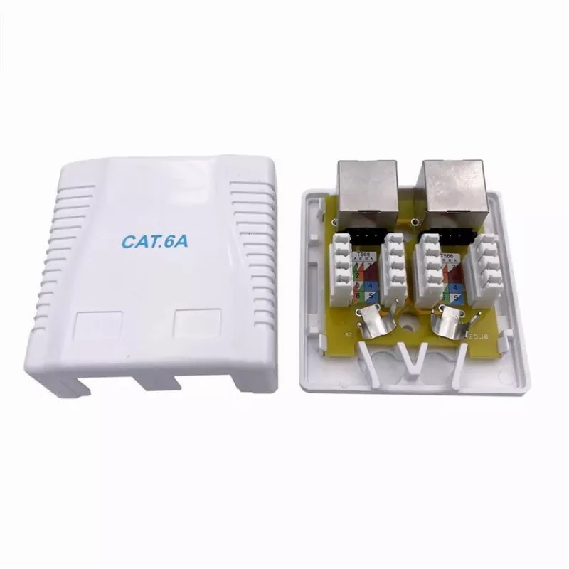 Wandmontage afgeschermde netwerkdoos GEMBIRD Gniazdo natynkowe 2×RJ45 Cat6A FTP