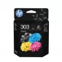 HP 303 2-pack zwart/driekleurig originele printercartridges, standaardbereik, zwart, cyaan, magenta, geel, pigmentinkt, kleurstofinkt, 4 ml, 4 ml