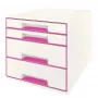 Leitz ladekast WOW Cube 4-voudig, 4 laden, kunststof, roze, wit, 1 stuk, 287 mm, 270 mm