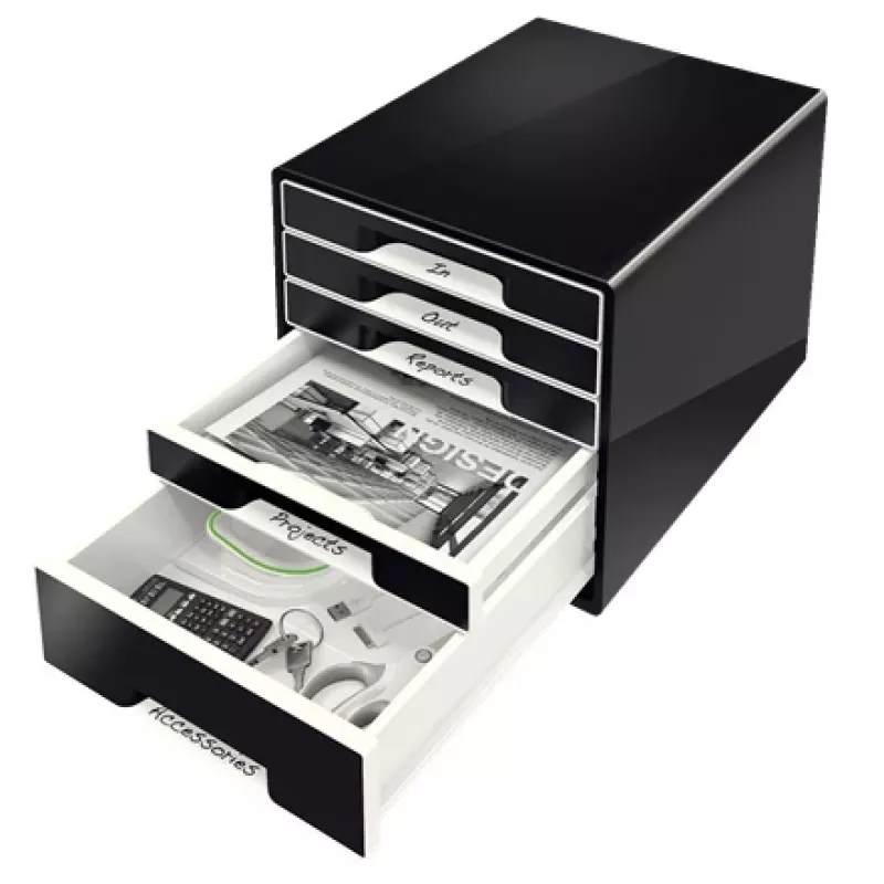 Leitz Desk Cube 5-drawer, 5 laden, kunststof, zwart, 1 stk., 270 mm, 287 mm