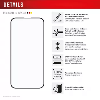 Displex Premium beschermglas van gehard glas (volledige afdekking, 10H) voor Apple iPhone 16e/17e