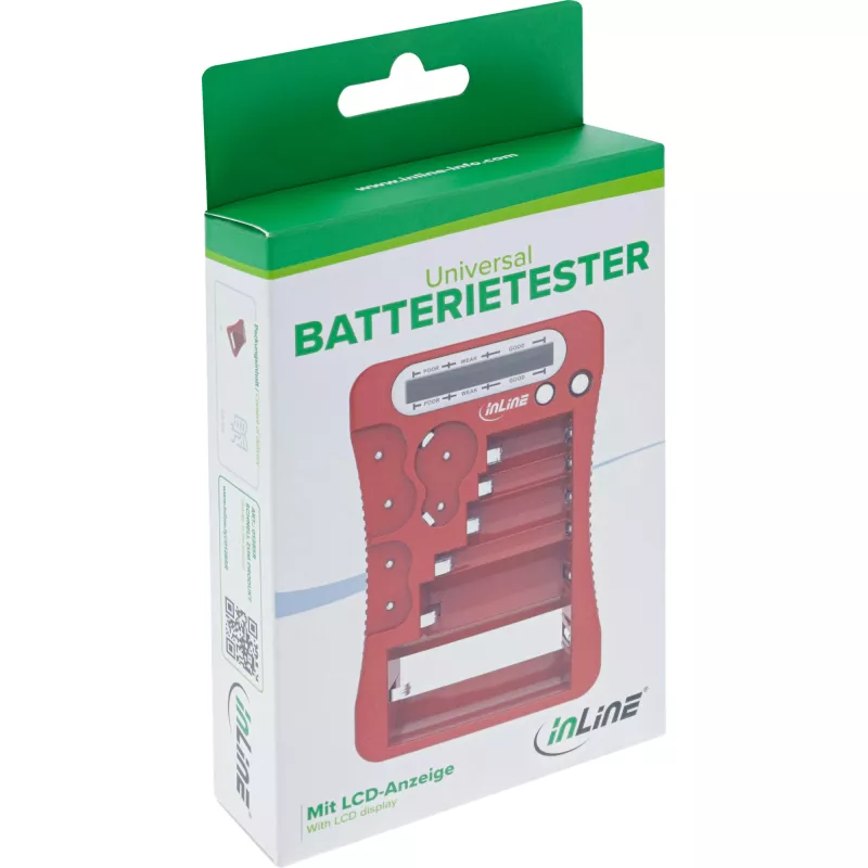 InLine 01285R batterijtester met LCD-display