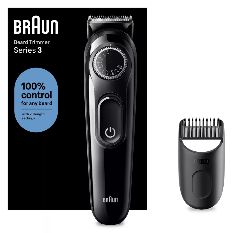 Braun BeardTrimmer 3 Beard Trm 3 BT3400, wasbaar, batterij, zwart