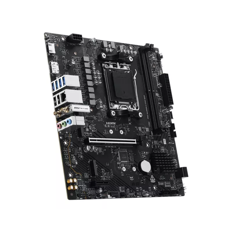 Moederbord MSI Pro A620AM-G EVO WIFI — AMD A620A-chipset, socket AM5, micro ATX, DDR5, 2 geheugenslots, Wi‑Fi 6E, 2,5Gb Ethernet