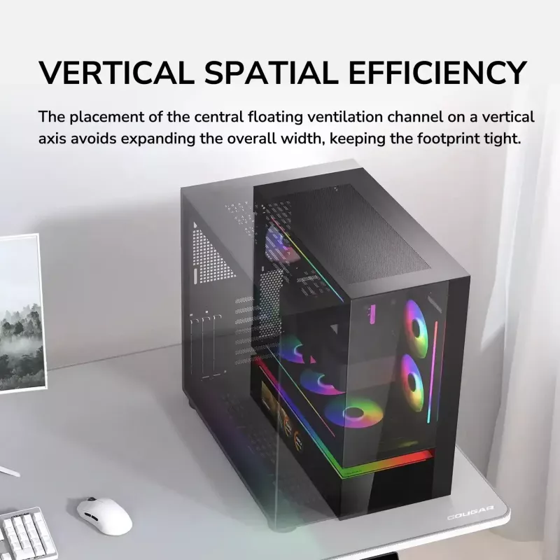 Cougar CFV235 Vision midi tower pc-behuizing, ARGB, 9,16 inch LCD (1920×462), gehard glas, zwart